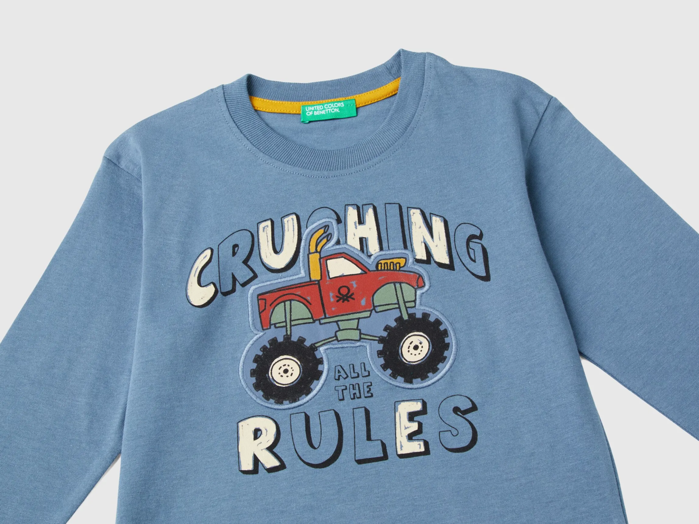 T-shirt with print and applique