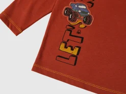 T-shirt with print and applique