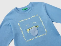 T-shirt with print and applique