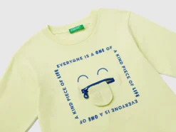 T-shirt with print and applique