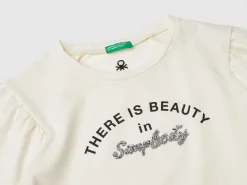 T-shirt with print and applique