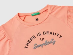 T-shirt with print and applique