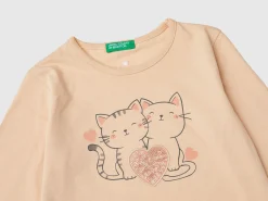 T-shirt with print and sequins