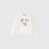 T-shirt with print and tulle applique