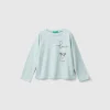 T-shirt with print and tulle applique
