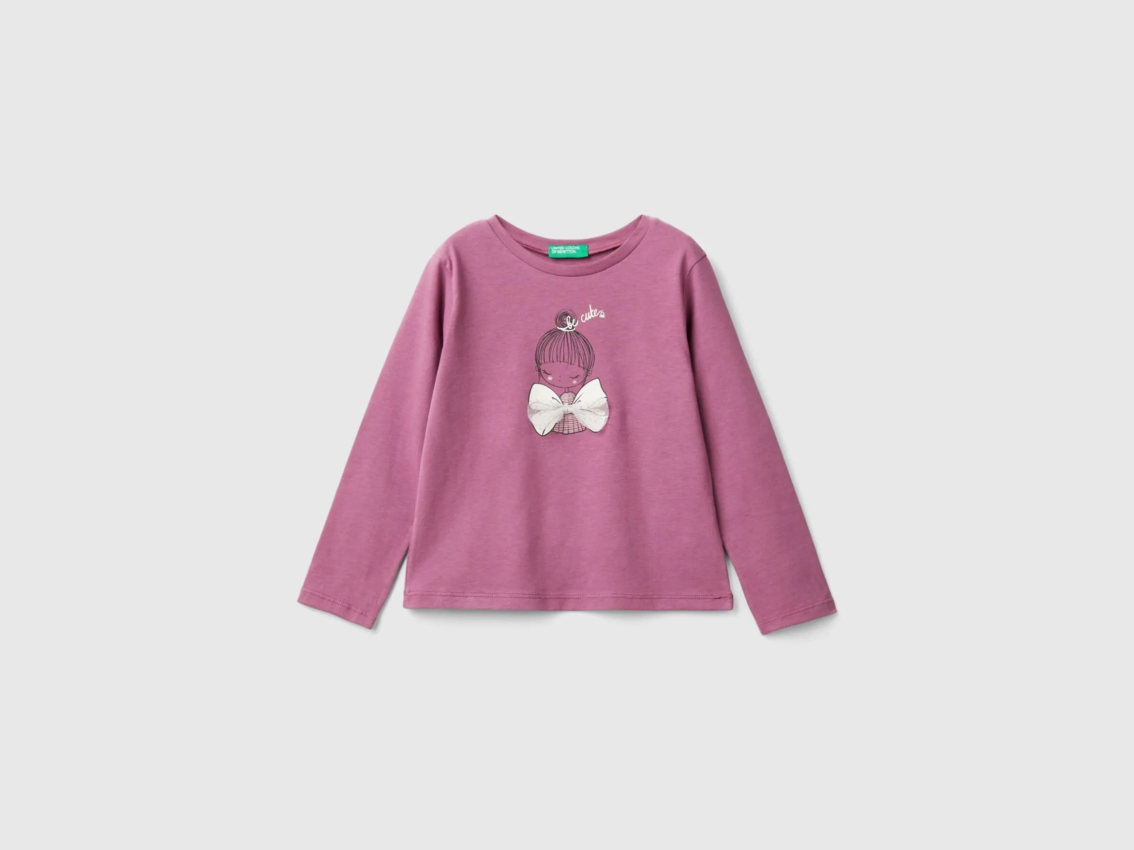 T-shirt with print and tulle applique