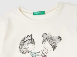 T-shirt with print and tulle applique