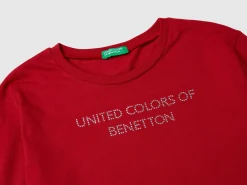T-shirt with rhinestone logo