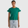 T-shirt with ruffled sleeves