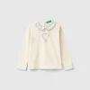 T-shirt with sequin collar