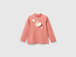 Turtle neck t-shirt with heart patch