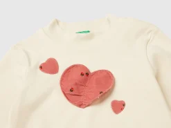 Turtle neck t-shirt with heart patch