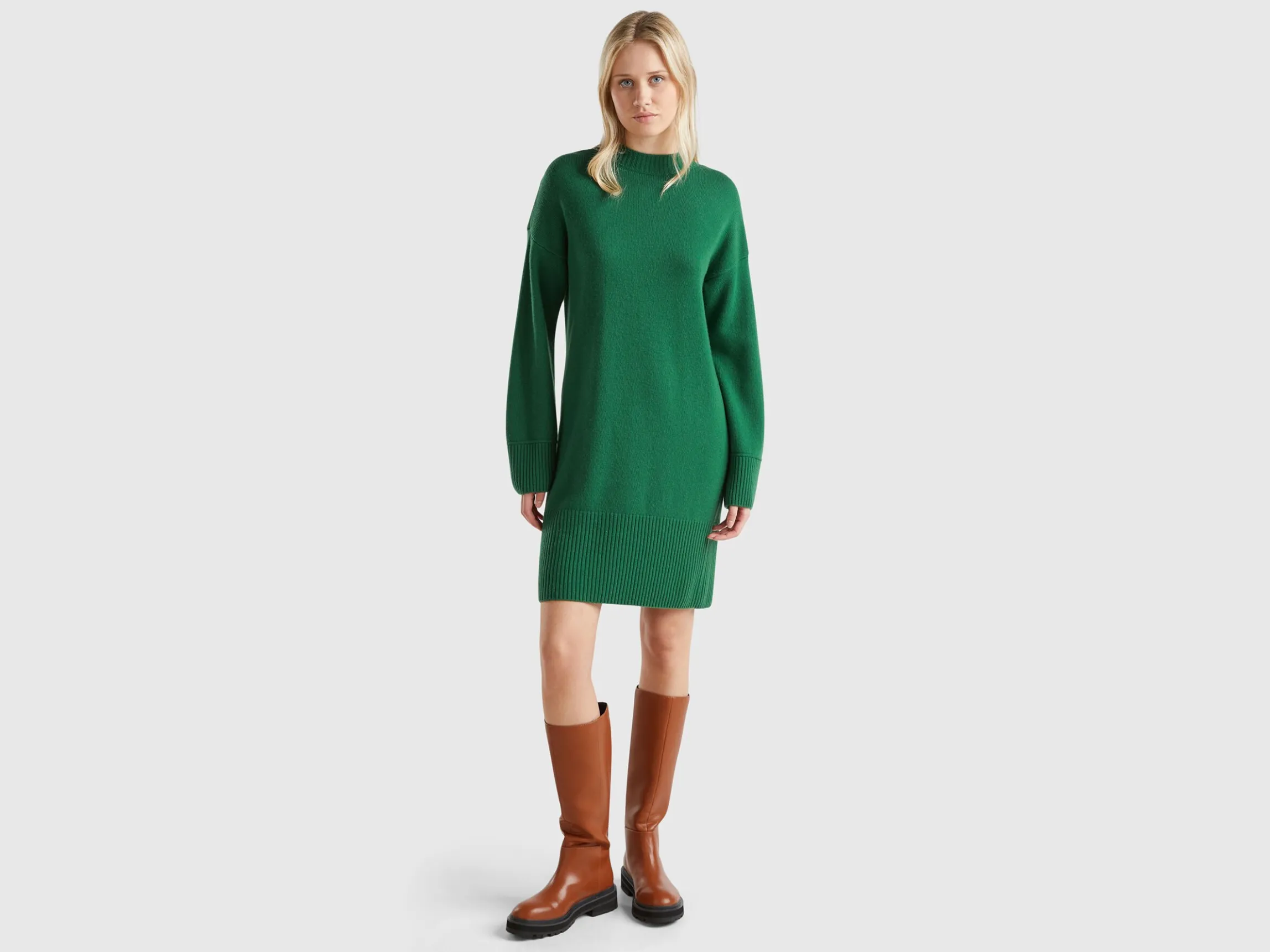 Turtleneck dress in wool blend