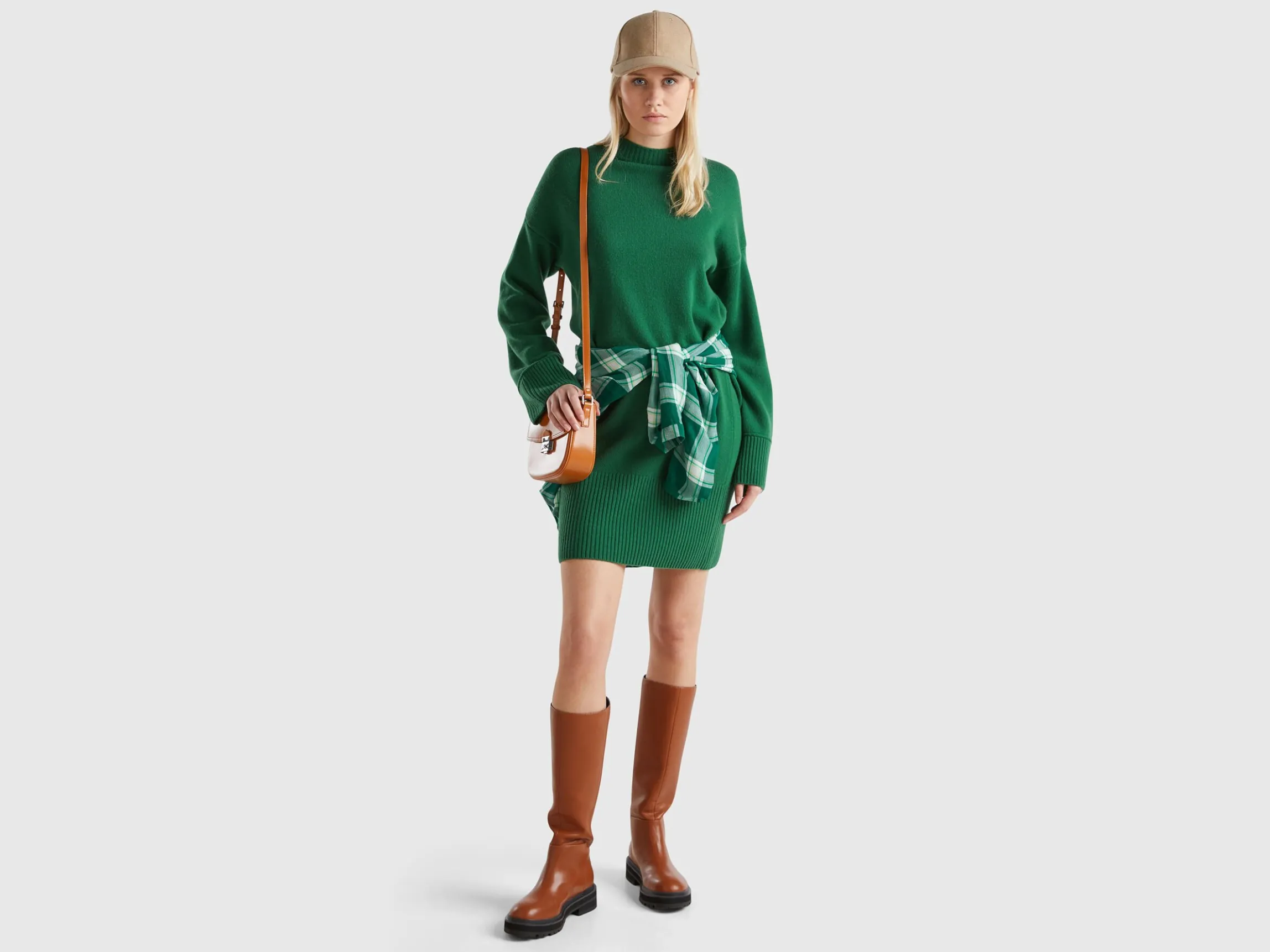Turtleneck dress in wool blend