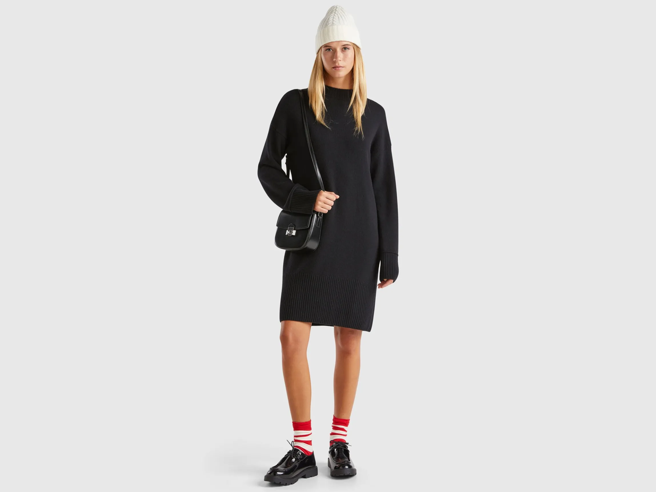 Turtleneck dress in wool blend