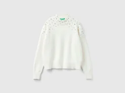 Turtleneck sweater with rhinestones