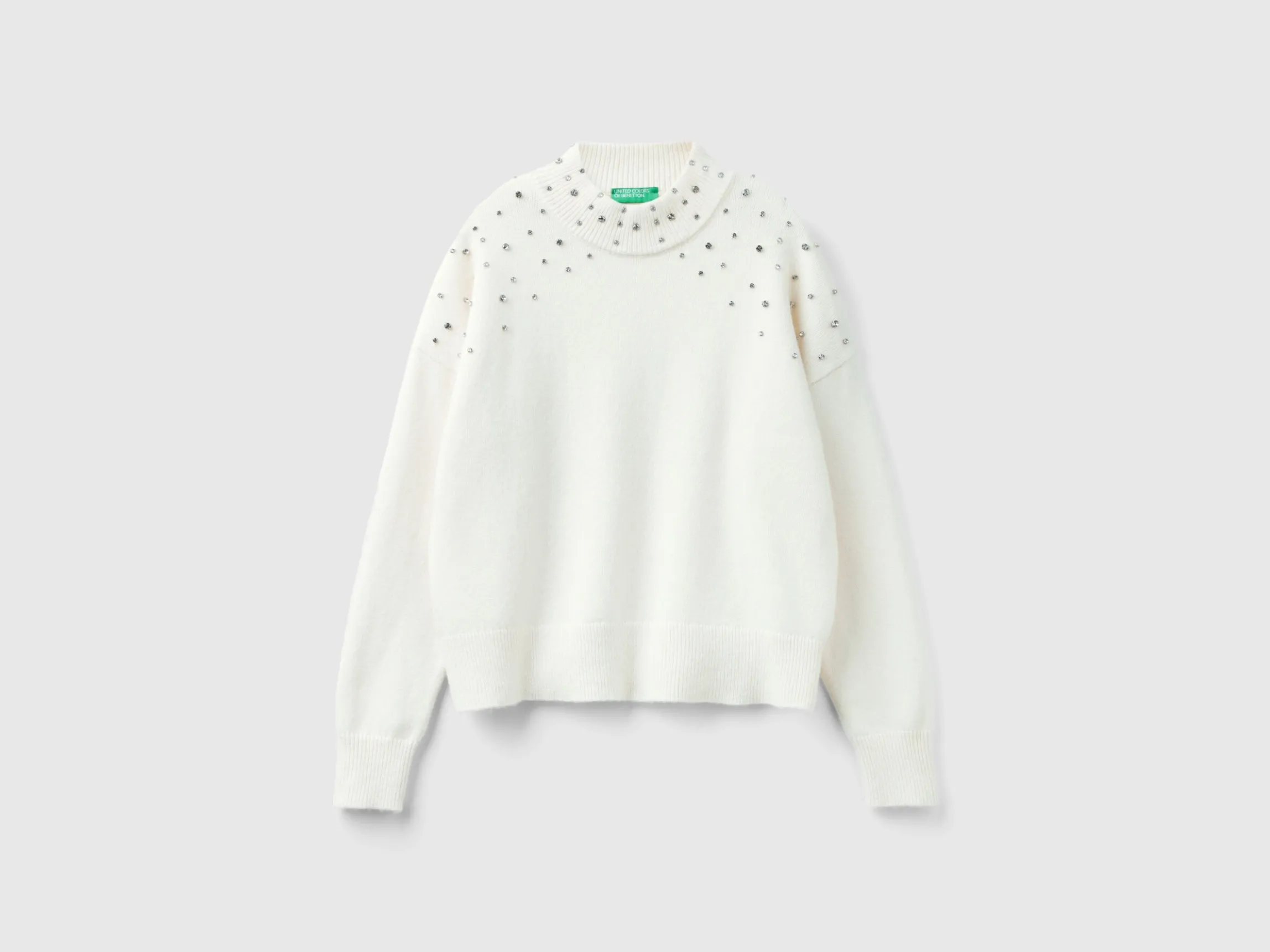 Turtleneck sweater with rhinestones