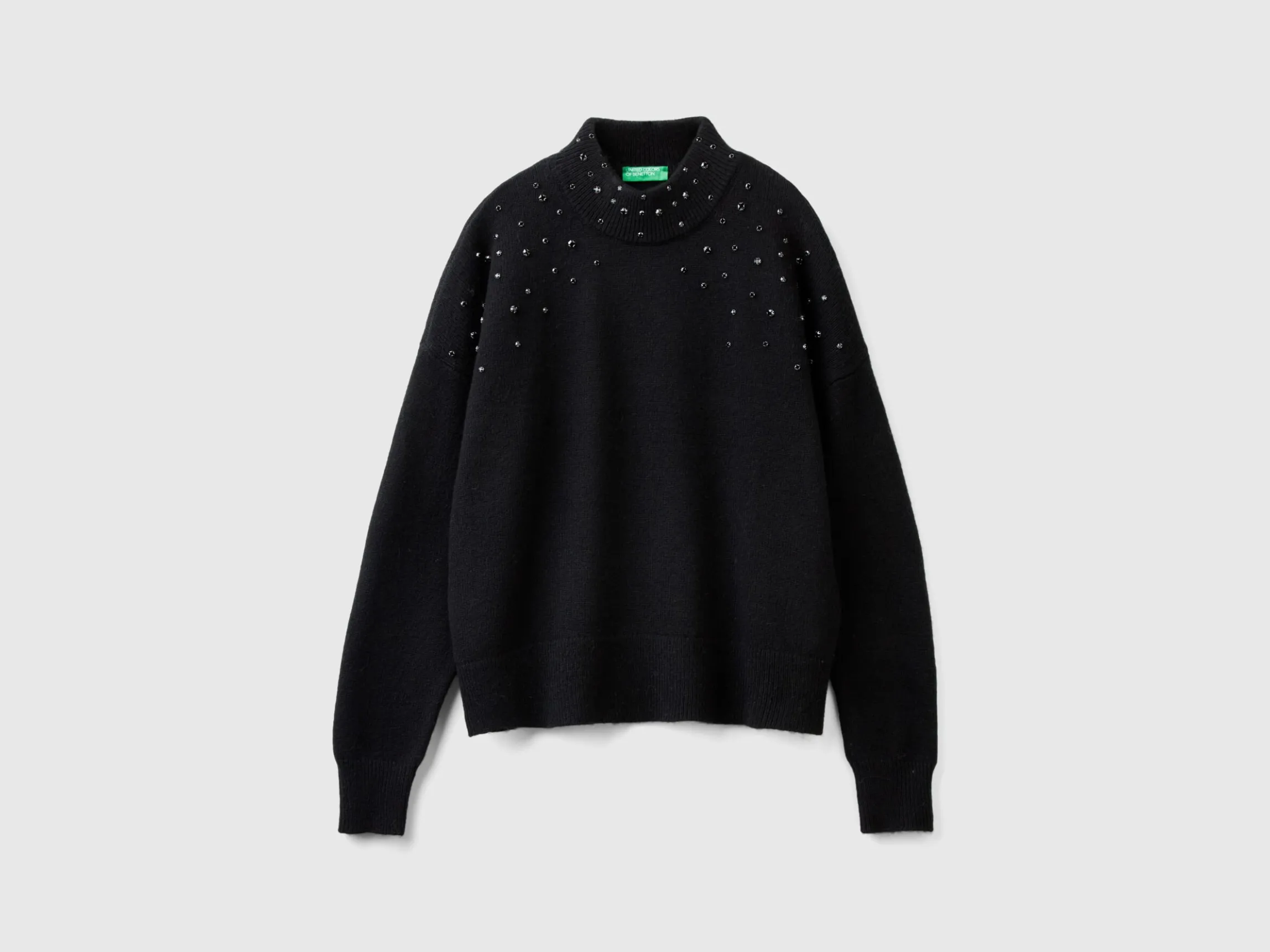 Turtleneck sweater with rhinestones
