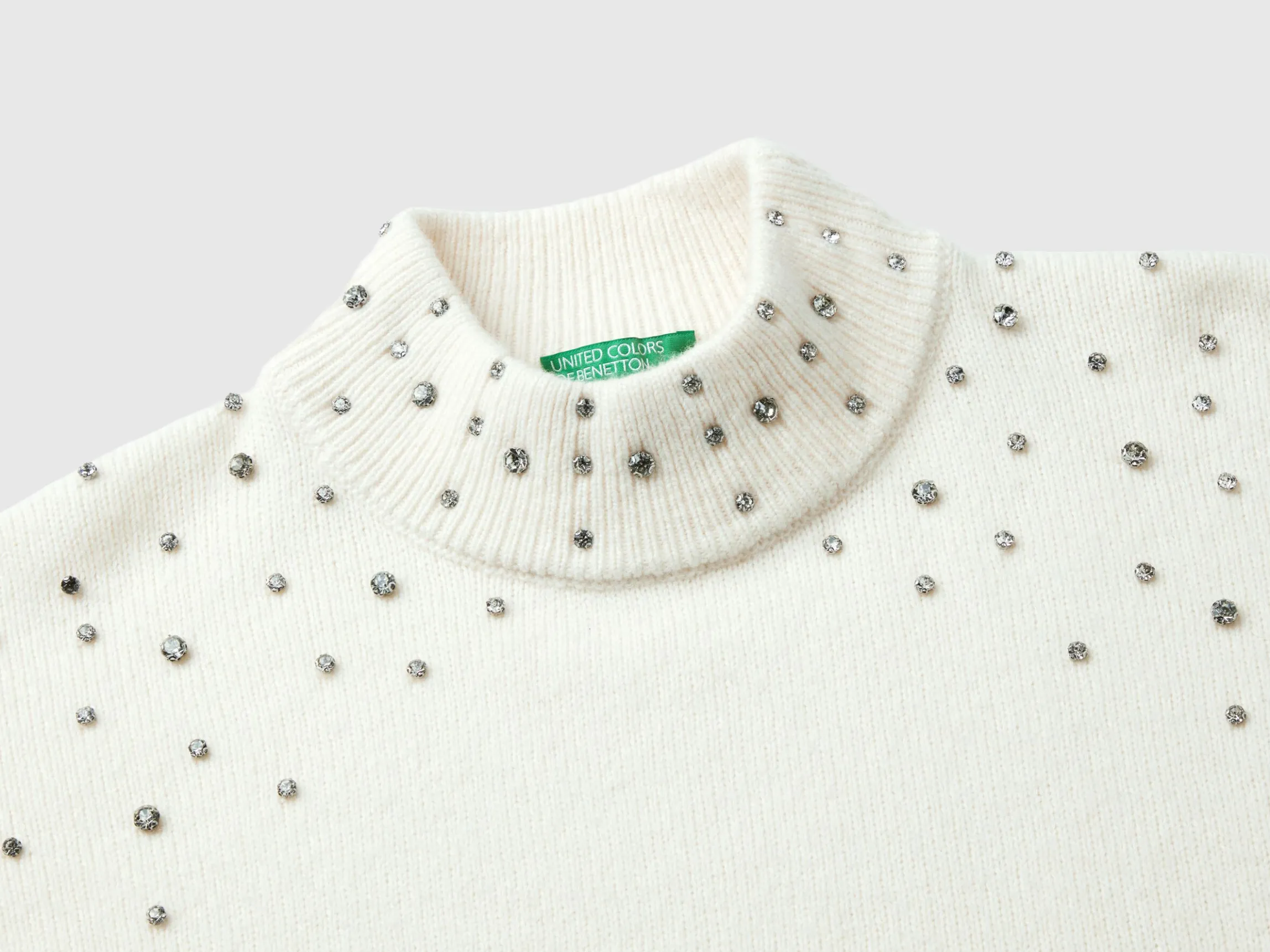 Turtleneck sweater with rhinestones
