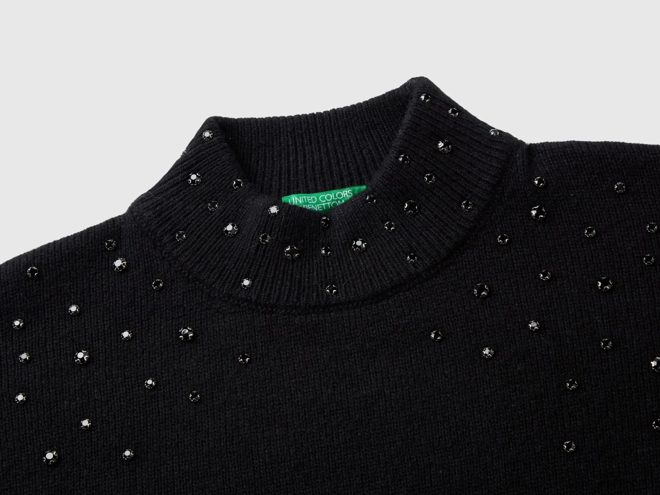 Turtleneck sweater with rhinestones