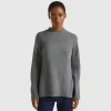 Turtleneck sweater with slits