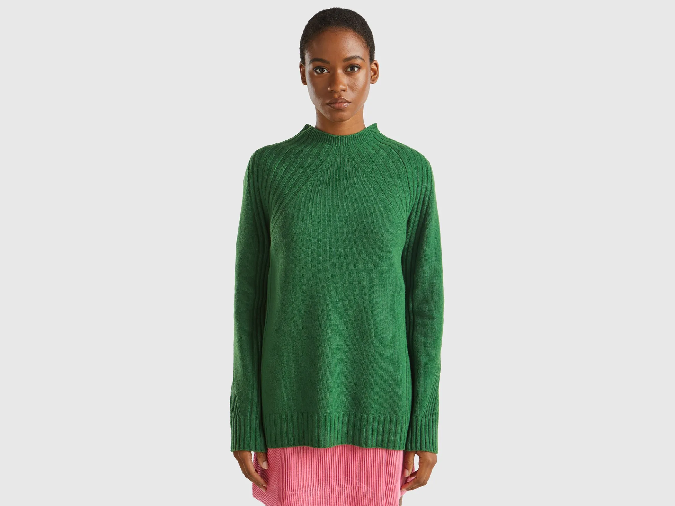 Turtleneck sweater with slits