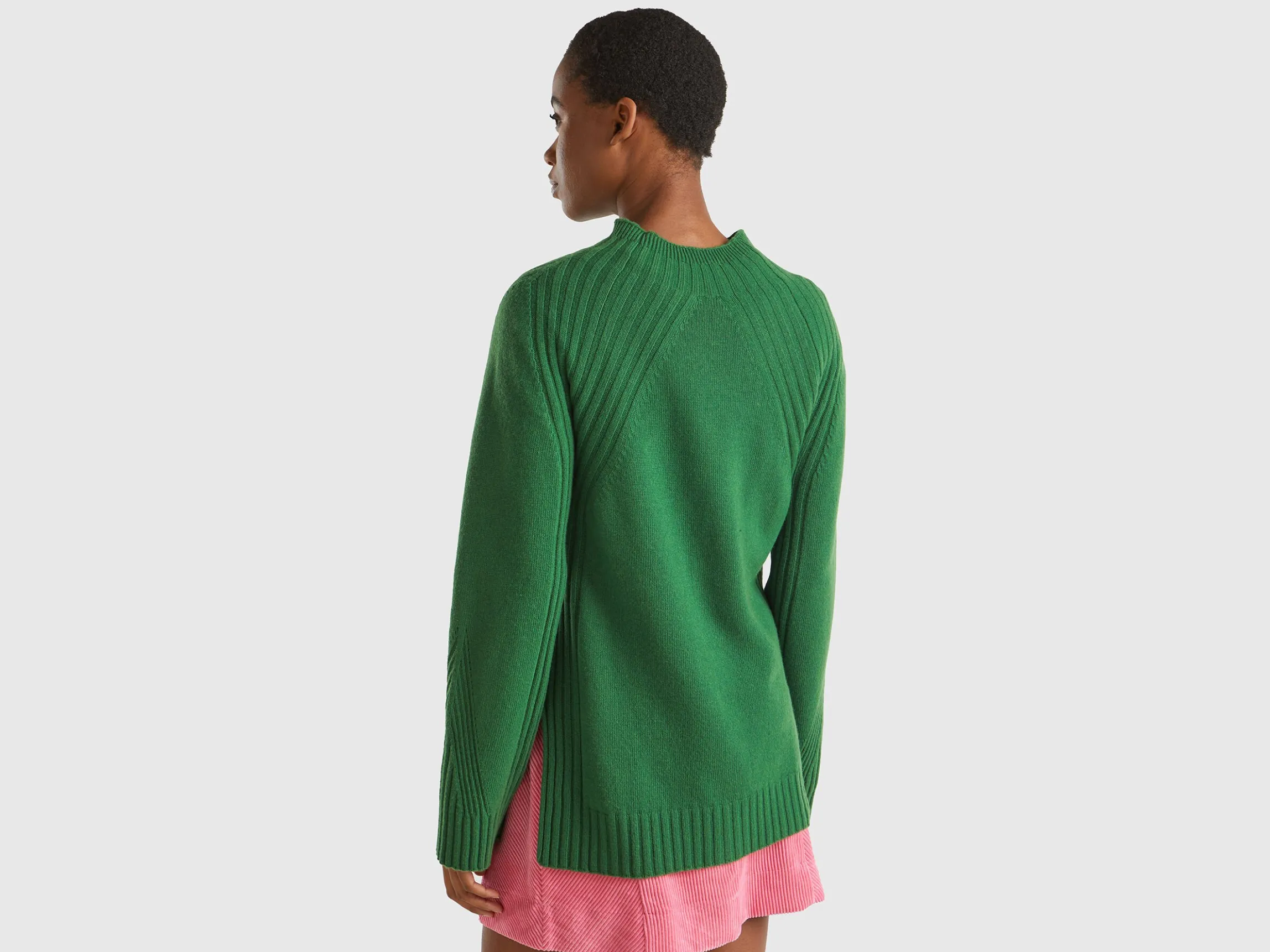 Turtleneck sweater with slits