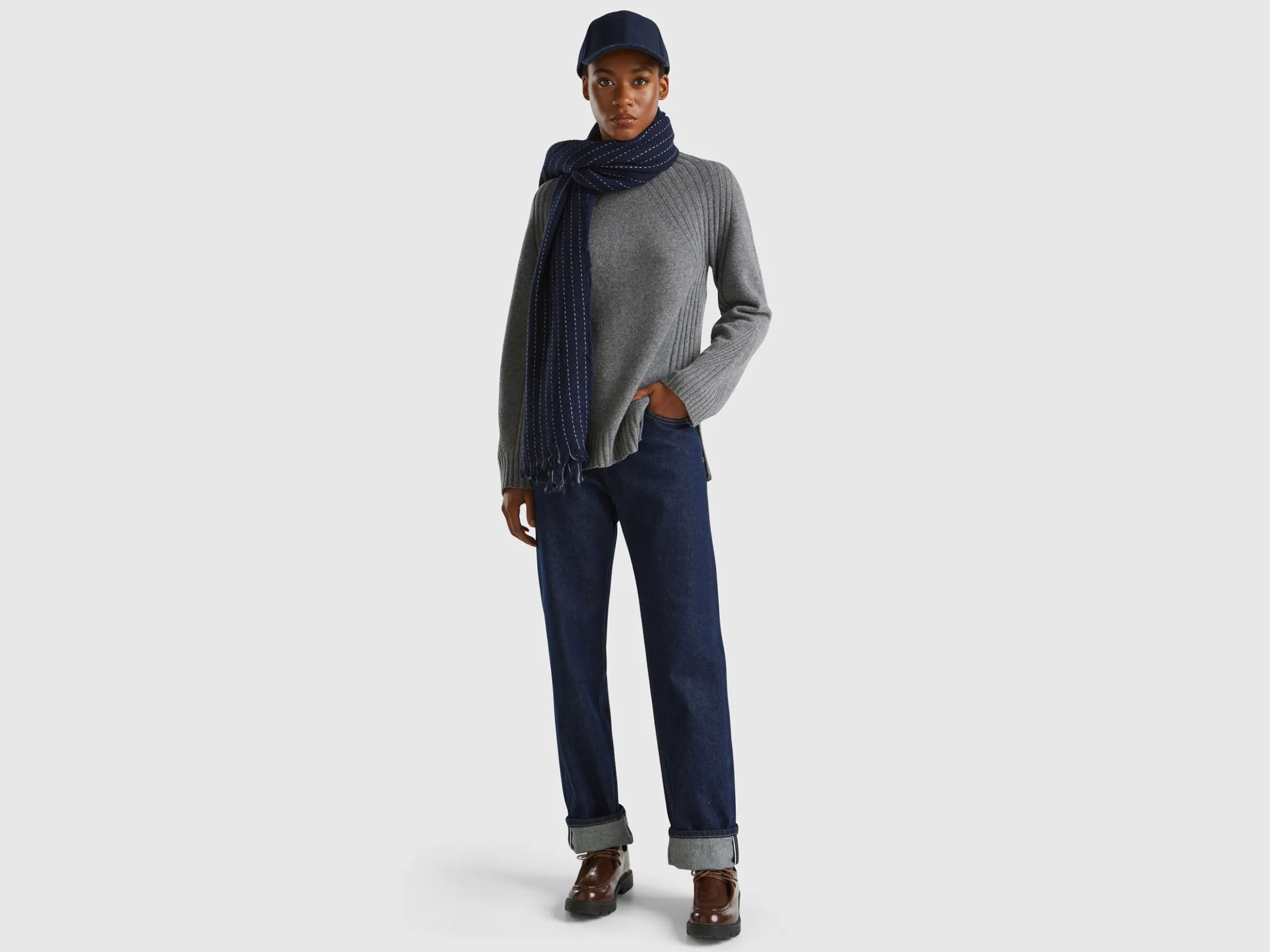Turtleneck sweater with slits