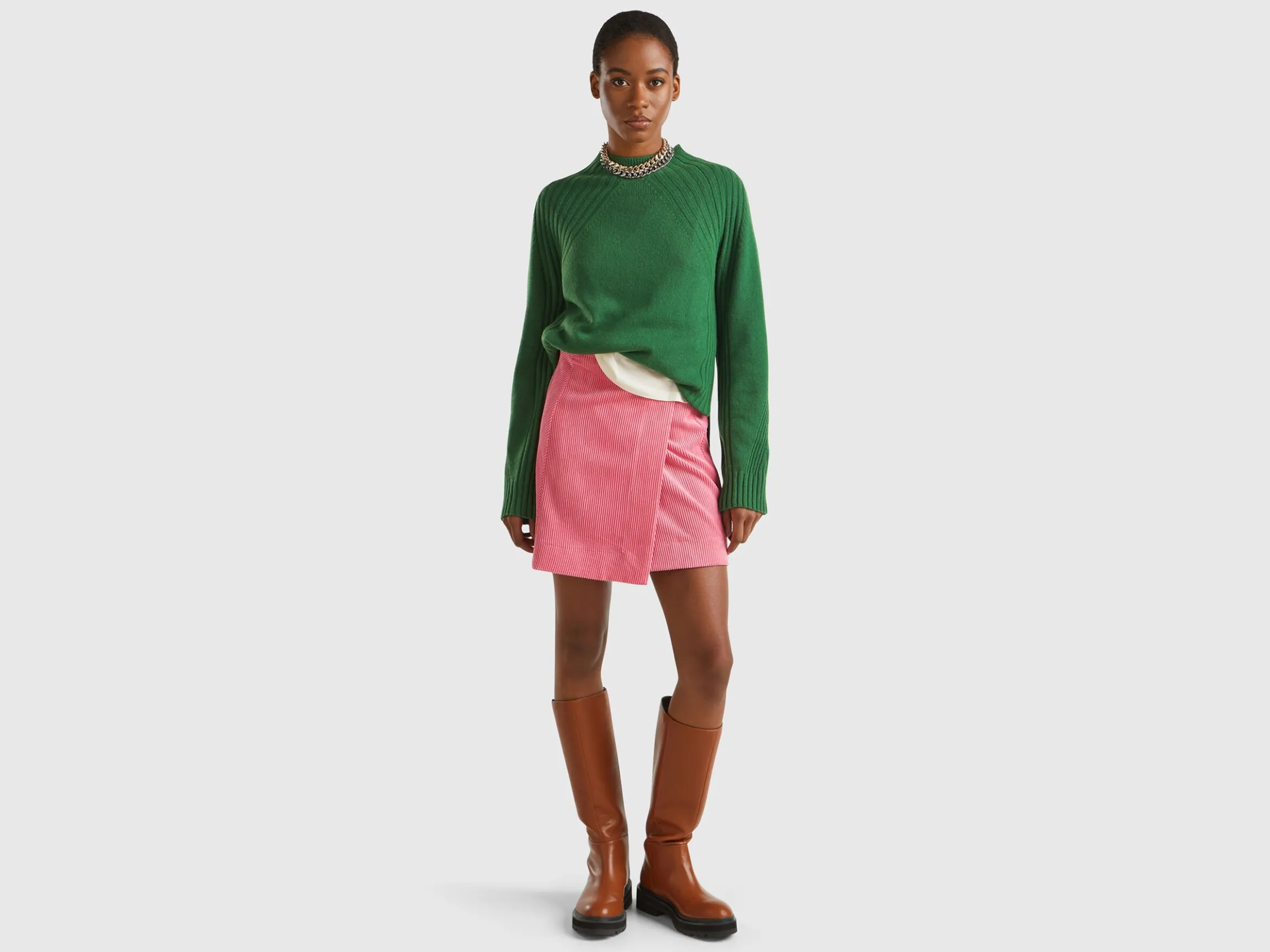 Turtleneck sweater with slits