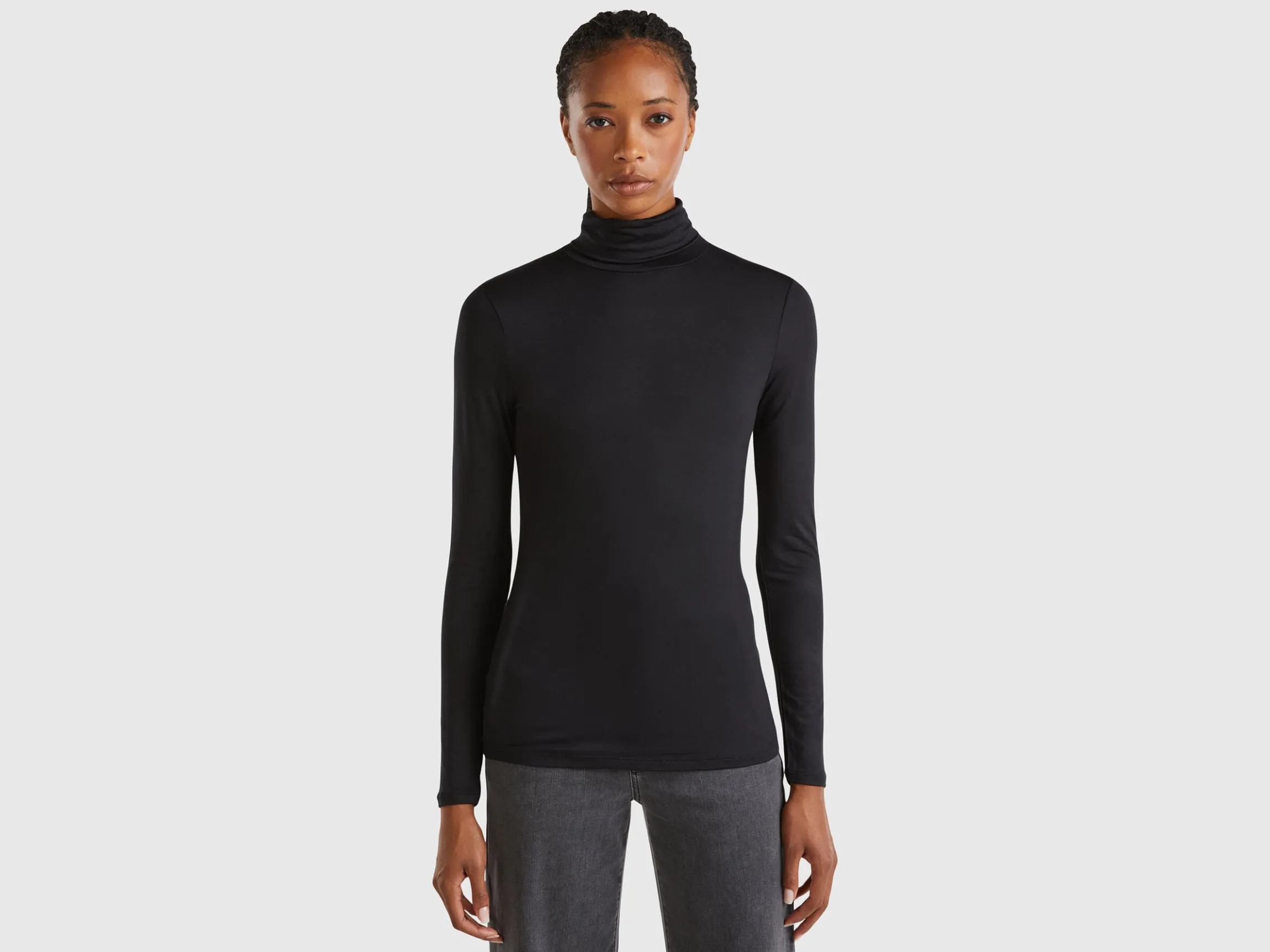 Turtleneck t-shirt in stretch viscose