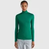 Turtleneck t-shirt in stretch viscose