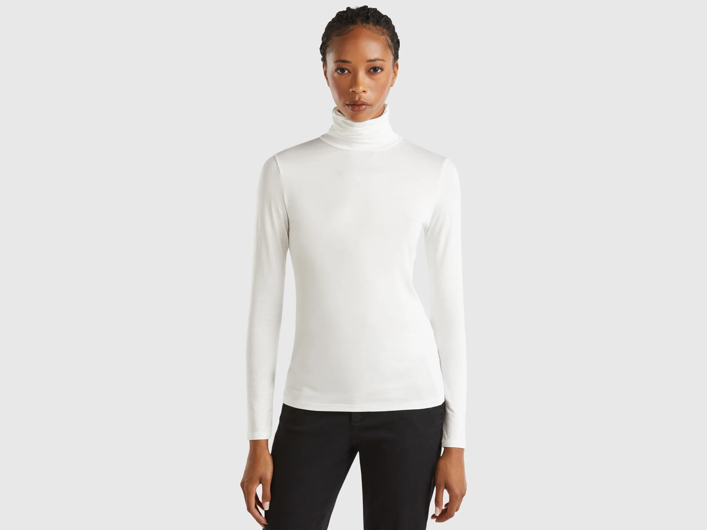Turtleneck t-shirt in stretch viscose