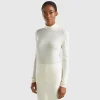 Turtleneck t-shirt in viscose and cashmere blend