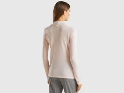 Turtleneck t-shirt in viscose and wool blend