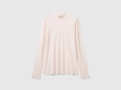 Turtleneck t-shirt in viscose and wool blend
