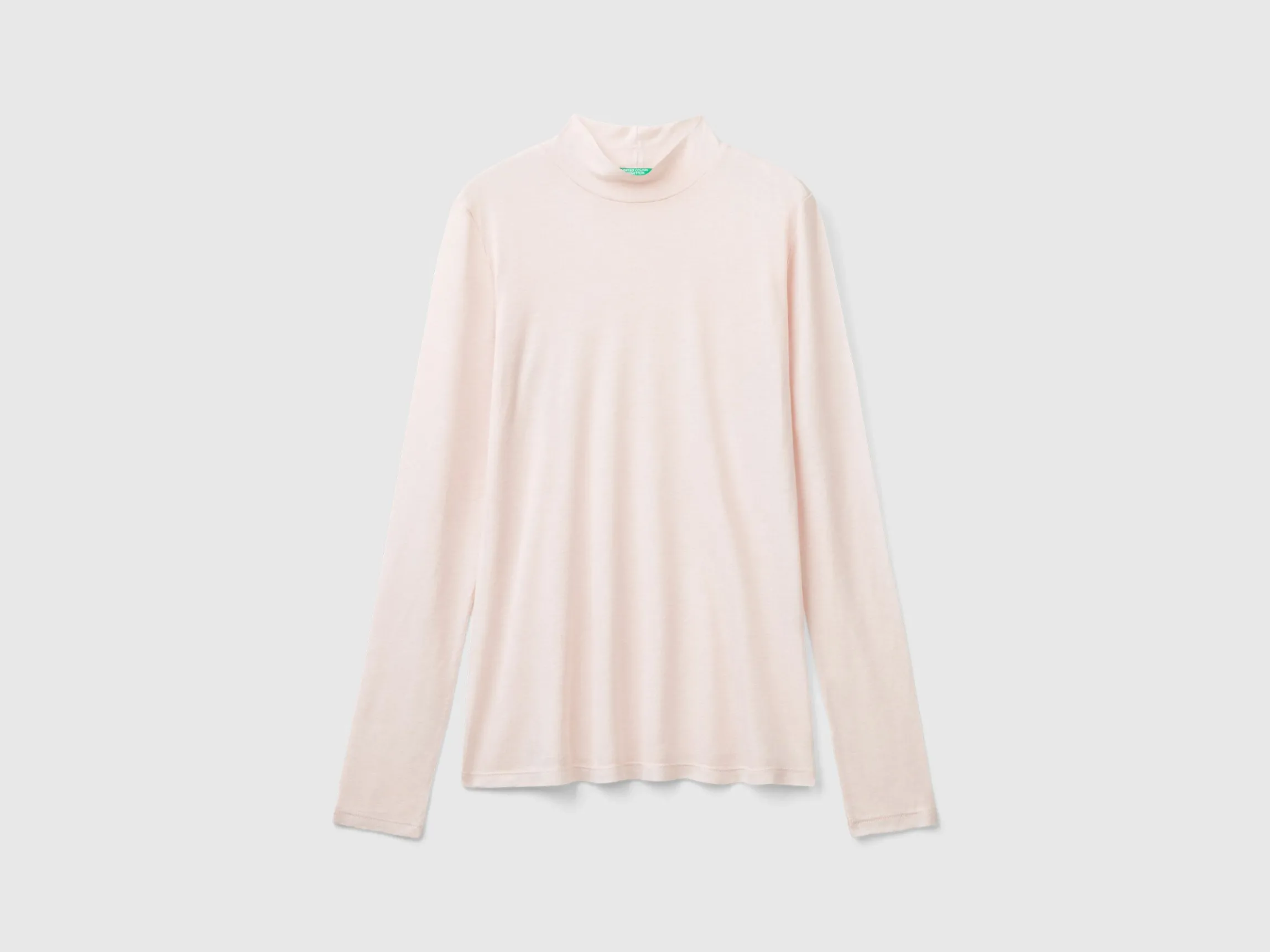 Turtleneck t-shirt in viscose and wool blend
