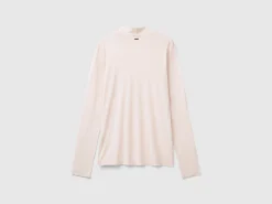 Turtleneck t-shirt in viscose and wool blend