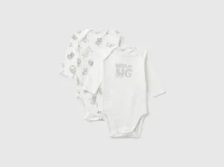 Two long sleeve bodysuits in organic cotton