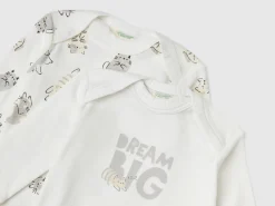 Two long sleeve bodysuits in organic cotton