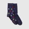 Two pairs of long socks with logos
