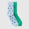 Two pairs of long socks with logos