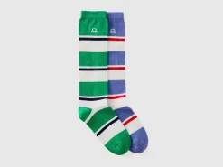 Two pairs of multicolor striped socks
