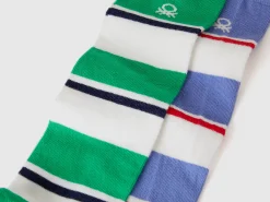 Two pairs of multicolor striped socks