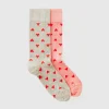Two pairs of socks with hearts