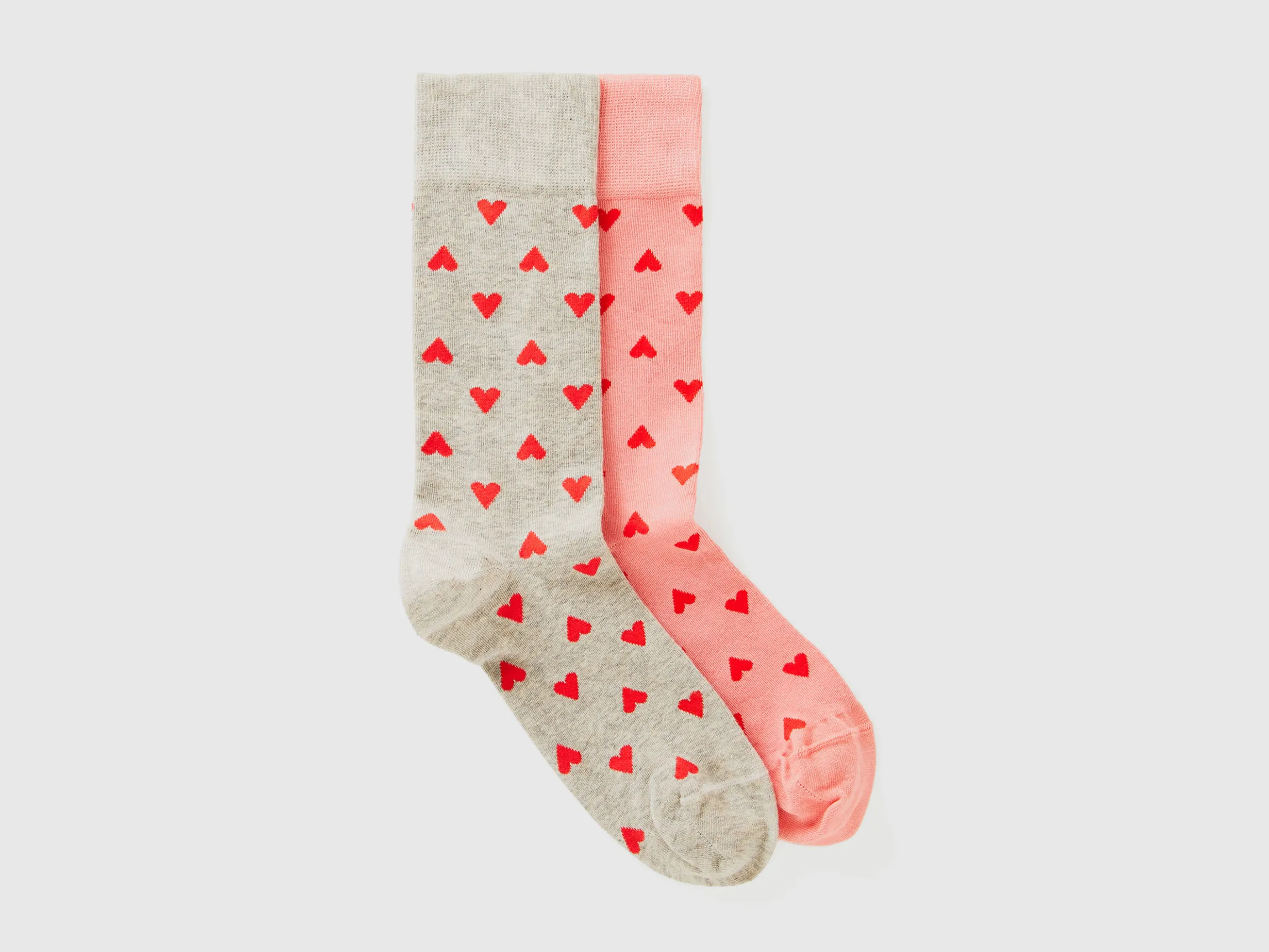 Two pairs of socks with hearts