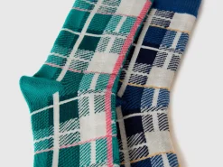 Two pairs of tartan socks