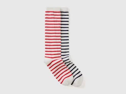 Two pairs of two-tone striped socks