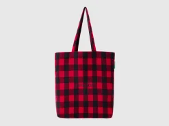 Two-tone check tote bag