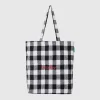 Two-tone check tote bag