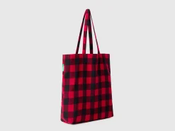 Two-tone check tote bag